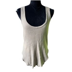 Carly Jean Los Angeles Womens brown waffle slouchy tank top Small